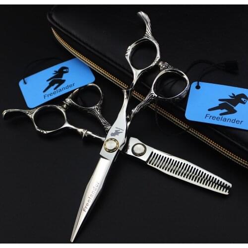 Freelander 6.0" Professional Human Hair Scissors Set ,Japan 440C Angel Handle Barber Razor Edge Hairdressing Scissors Set