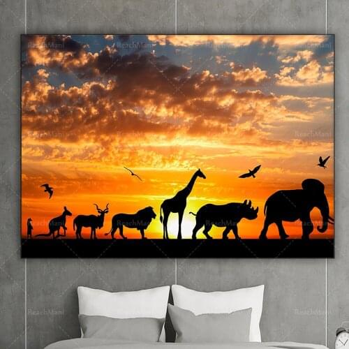 Animal print canvas, African print wild animal painting wall art decoration poster