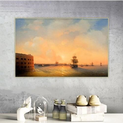 Ivan Aivazovsky《Kronstadt fort The emperor Alexander, 1844》Canvas Oil Painting Art Picture Wall Hanging Decor Home Decoration