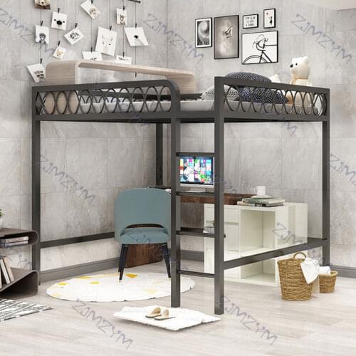 Bed 180x200x175CM Adult Home Bedroom Dormitory Loft Multifunctional Single High Nap Bed With Ladder