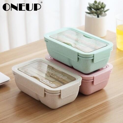 ONEUP Microwave Lunch Box For Kids School Eco-Friendly BPA Free Wheat Straw Bento Box Kitchen Plastic Food Container Lunchbox