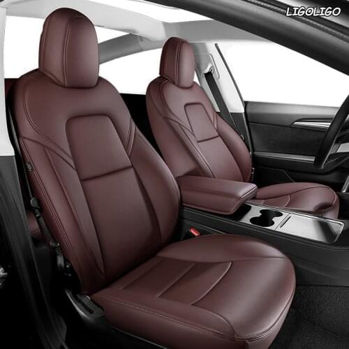 LIGOLIGO custom leather car seat cover for 2018 2019 2020 2021 2020 Tesla Model 3 Automobiles Seat Covers car seats auto style