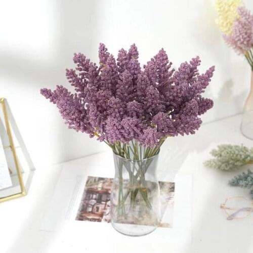 6Pcs/Pack Artificial Vanilla Mini Foam Berry Spike Artificial Flowers Bouquet for Home Plant Wall Decoration Cereals Plant Heap
