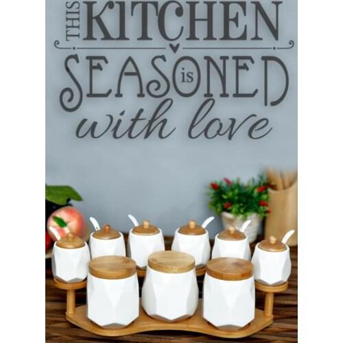 9 Piece Spice Rack Set With Bamboo Stand Kitchen Mother Spice Set Salt Shaker Pepper Shaker Tableware Wooden Bamboo