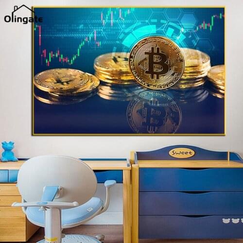 Bitcoin Wall Art Canvas Painting Picture Inspirational Prints Poster Modular Home Decoration Modern Bedroom Living Room No Frame