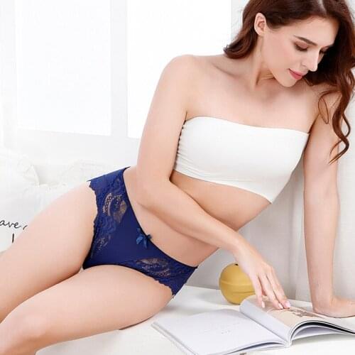 Girls Low Waist Ice Silk Underwear Lace Side Womens Underpants Cotton Crotch Nylon Intimate Soft Fashion Cozy Sexy Lingerie