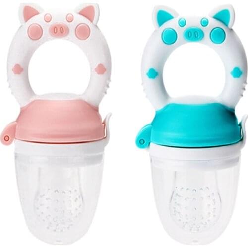 New Pig Teether Food Bite Pacifier Baby Nipple Teeth Chew Chewing Nipple Enjoyed Fruit Side Dish Feeding Bottle Toddler Nipple