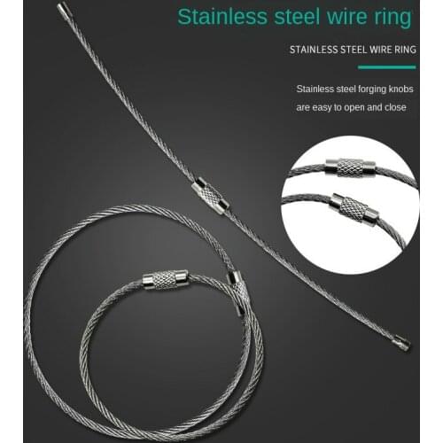 Loop Camping Durable Outdoor Hiking Luggage Screw Lock Strong Bearing Carabiner Cable Multiple Size Wire Ring Keychain