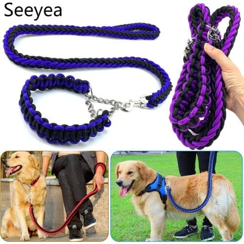 Pet Braided Dog Collar And Leash Nylon Leash Dog Safety Belt Training Belt Is Used For Small Medium And Large Dog Leash Seeyea