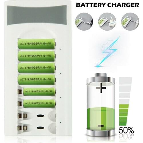 Portable 8 Slot Battery Charger White Smart Indicator Charging Socket for NI-MH NI-CD AA AAA Rechargeable Lithium Batteries