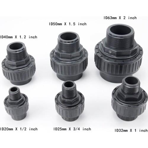 UPVC Union Pipe Fittings Union Water Pipe Connector Plastic Tube Adapter Garden Plant Irrigation Accessories 1 Pcs