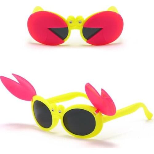 ZAOLIHU Cartoon Baby Flip Crab Sunglasses Oval Shades Lovely Kids Party Eyeglasses Small Round Children Sun Glasses UV400