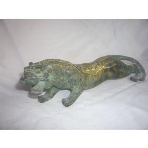 Old Chinese Bronze gold-filled Tiger statue /sculpture,,best collection&adornment,free shipping