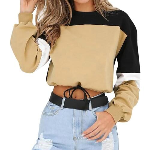 Streetwear Color Block Oversized Hoodie Long Sleeve Crop Top Hoodies Women Sweatshirts Sudaderas Moletom Feminino Sweetshirts