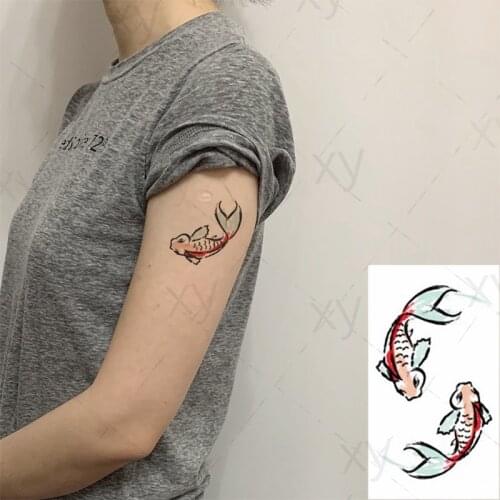Temporary Small Cute Fashion Tattoo Koi Fish and Snaker 10.5*6cm