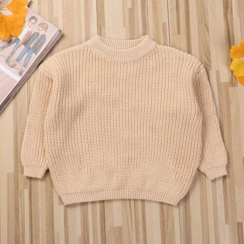 Toddler Baby Knitted Fall Winter Sweaters Kids Girls Boys Long Sleeve Knitted Solid Thick Pullover Sweaters Clothes for 0-5T