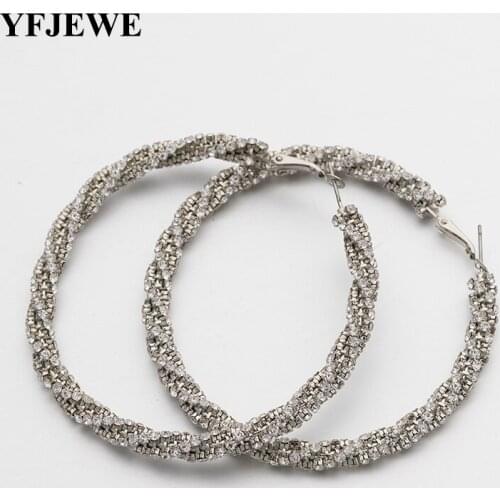 YFJEWE Luxury Silver Color Hoop Earrings Paved With Austrian Crystal Stone For Women Fashion Jewelry New Style Wholesale E194