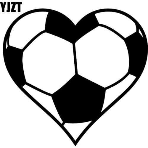 YJZT 16.5X15.6CM Soccer Ball Heart Creative Car Sticker Fashion Whole Body Decoration Decal C25-0392
