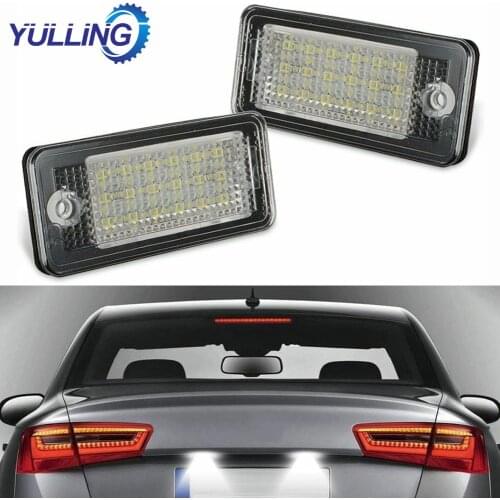 YULLING 2PCS LED Car Number License Plate Lamps With 18 LED Error Free License Plate Light Lamp For Audi A3 A4 A5 A6 A8 B6 Q7