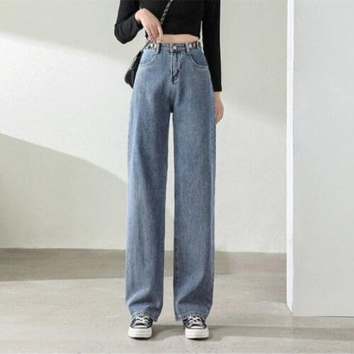 Woman Jeans High Waist Clothes Wide Leg Denim Clothing Blue Streetwear Vintage Quality 2021 Fashion Harajuku Straight Pants