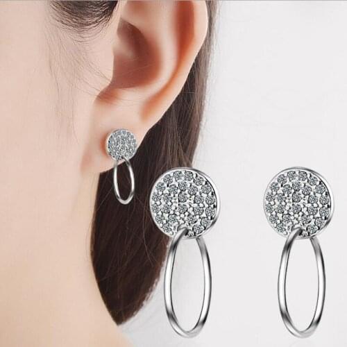 KOFSAC New Fashion 925 Silver Stud Earrings For Women Party Minimalism Exquisite Zircon Round Earring Mothers Day Jewelry Gifts