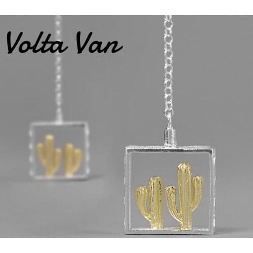 Volta Van 925 Sterling Silver Drop Earrings Elegant Cactus 2021 New Pendientes Plata Trendy Nature Fine Jewelry Women Earrings