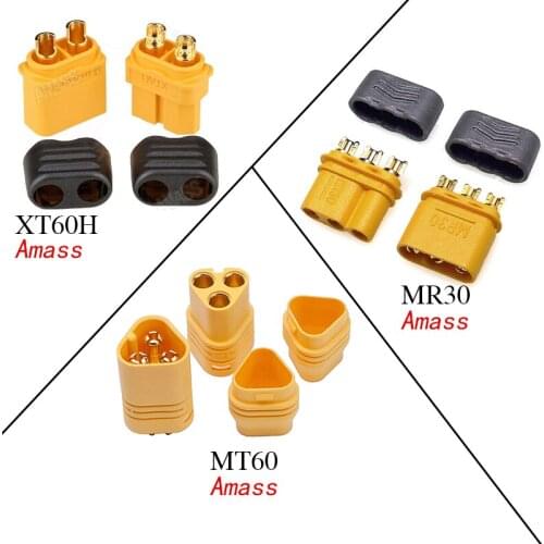 10pairs/lot Amass XT60H MR30 MT60 XT60 Male Female Connector with Protective Sheath Plug Gold Plated For RC FPV Lipo Battery