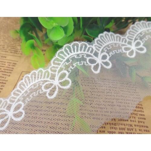 18yards white Gauze mesh embroidery thread Lace Trim lace fabric DIY clothing dress patchwork home textile Sewing Accessories
