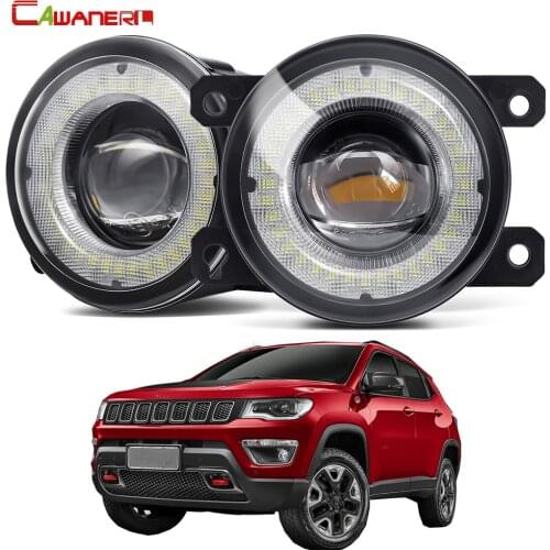 2 X Car Front Bumper LED Fog Light Assembly Angel Eye Daytime Running Light DRL 30W 12V For Jeep Compass MP 2017 2018