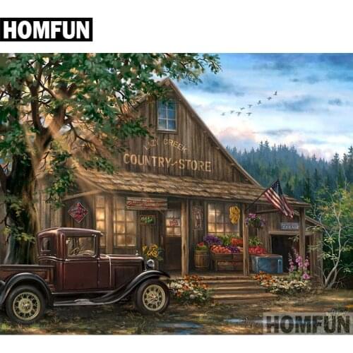 HOMFUN Full Square/Round Drill 5D DIY Diamond Painting "Forest House" Embroidery Cross Stitch 5D Home Decor Gift A06382
