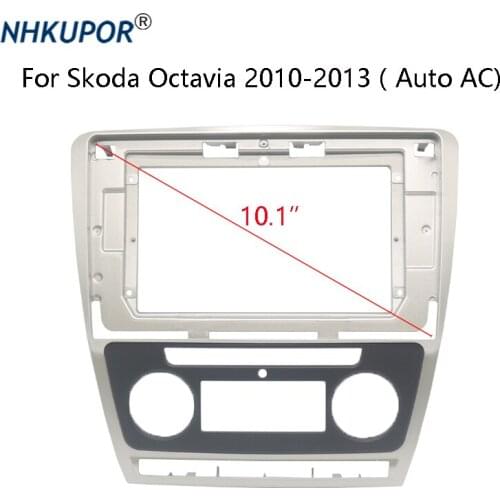 Fascias Automatic for Skoda Octavia 2010-2013 2 DIN ABS Car Refitting DVD Panel Dash Bezel Audio Frame Kit Center Console Holder