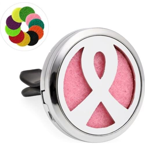 Ribbon Heart Aroma locket Essential Oil Car Diffuser Lockets Vent Clip Pendant Magnetic 10 Oil Pads as Gift