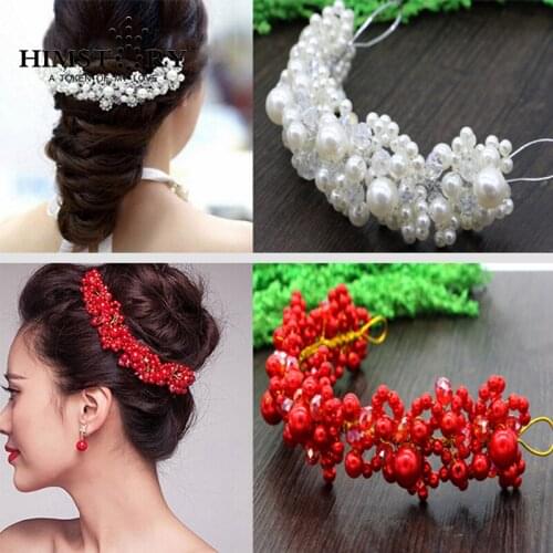 Free Bending Crystal Pearl Beads Bridal Hair Accessoreis Bridal Wedding Hair Crown Bride Jewelry Accessories Party Decoration