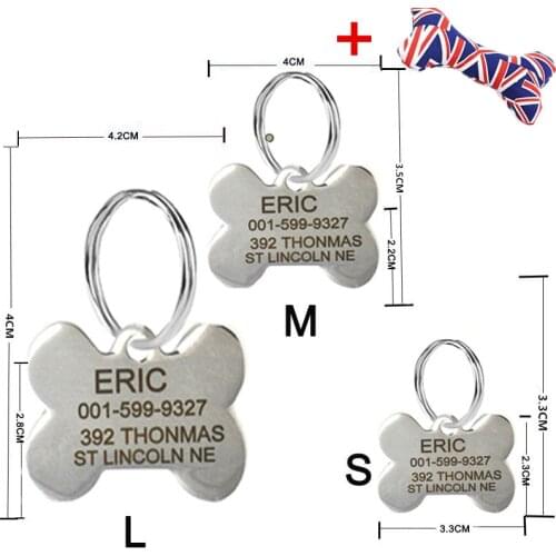 Free Engraving Text On Front And Back Sides Stainless Steel Pet Dog Tag Customized QR Name Address Telephone Free Toys Attaching
