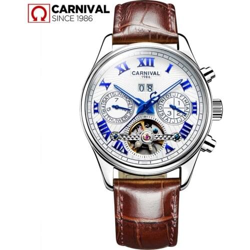 Luxury Mens Business Watches Relogio Masculino Fashion Watch 2017 Men Flywheel Auto Mechanical Leather Wristwatch Gift Sapphire