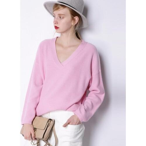 Guesod 2018 spring autumn women cashmere ladies pullovers knitting sweater classic v-neck cashmere loose basic plus size sweater