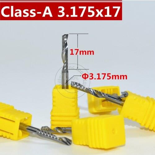 Class-A 3.175mm*17mm,CNC wood tool,carbide End Mill,woodworking insert router bit,Class-A 1 flute end mill,MDF,PVC,Acrylic