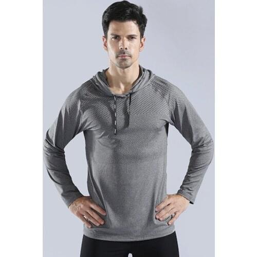 EF10857 Long Sleeve Drawstring Hoodies Mens Running T-Shirts Quick Dry Fitness Gym Bodybuilding Men Soccer Jersey Sportswear