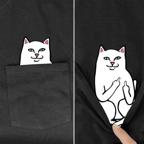 Mens T Shirt Fashion Brand New pocket cat Cartoon print t-shirt men for women shirts Hip hop tops funny Harajuku tees Style-2