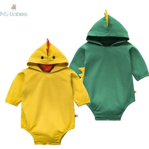 2020 Spring And Autumn Hooded Newborn Baby Clothes Duck cute boys&girls romper 0-18m Baby Cartoon Costumes Climbing Pajamas