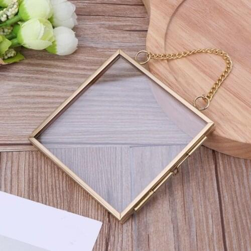 Creative DIY Chain Retro Metal Photo Frame High Translucent Glass Photo Frame Specimen Folder 2 Size Optional