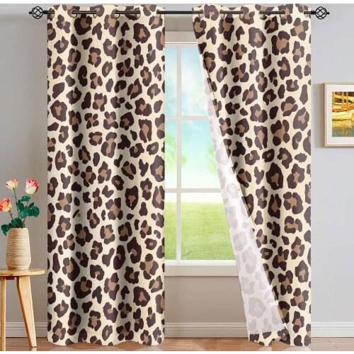 Leopard Window Curtain Blackout Blinds Curtains Drapes Kids Curtain Panels with Grommets Window Treatment Curtains and Drapes