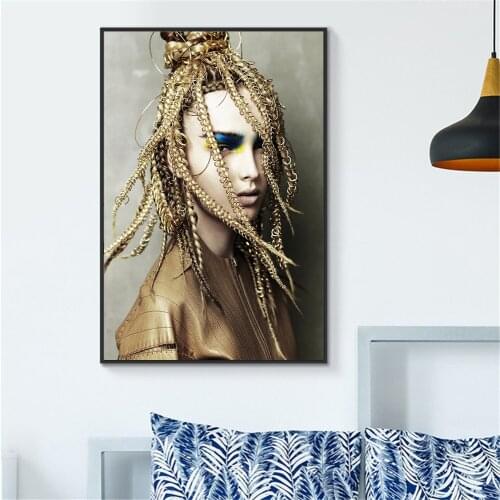 Fashion Women Art Print Canvas Painting Beauty Model Hair Picture Photo Poster Nordic Modern Wall Picture for Home Decoration