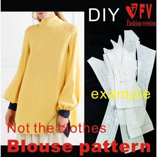 Fashion small shirt pattern womens mid-length blouse structure drawing 1:1 clothing cutting drawing BCY-106