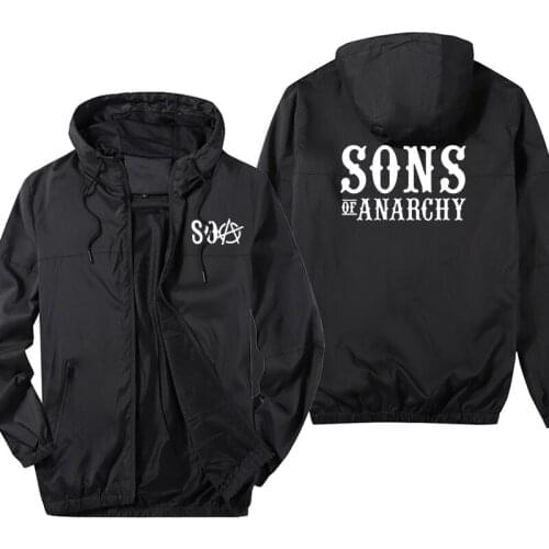Fashion casual Hooded jacket SOA Sons of anarchy SONS print Men jacket top Oversized Stitching color Men sportswear top