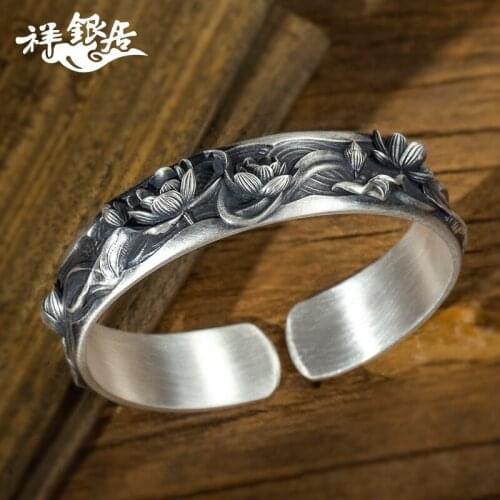 ★of 999 sterling silver fine silver mens and womens yunnan manual snow silver sculpture cncondom silver bracelets