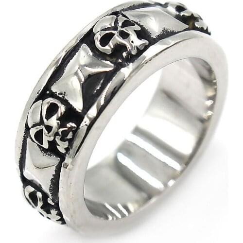 AsJerlya Stainless Steel Men Rings Domineering Skull Devil Punk Gothic HipHop Simple For Biker Male Boy Jewelry Creativity Gift