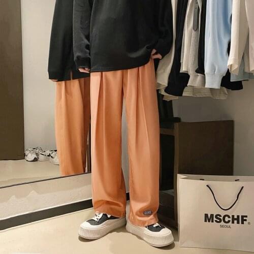 2021 Mens Pattern Pure Color Casual Pants Simple Black/orange Trousers Loose Fashion Trend Hip Hop Suit Pants Big Size M-5XL