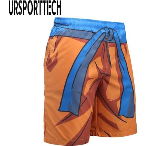 URSPORTTECH Beach Shorts Men Bottoms Quick Dry Print Swimming Surfing Shorts Summer Draw String Elastic Waist Short Men Swimwear