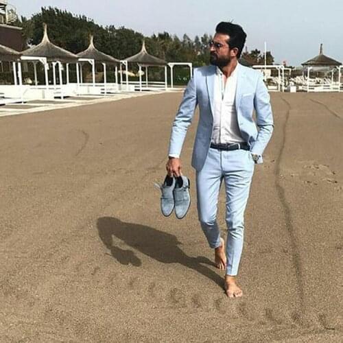 Custom Made Blue Mens Suits Slim Fit Two PCs Groomsmen Wedding Tuxedos For Men Shawl Lapel Formal Prom Suit (Jacket+Pant)